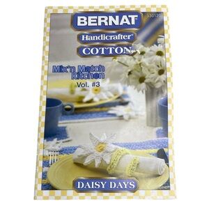 Vintage Bernat Handicrafter Daisy Days Mix’n Kitchen Cotton Crochet Pattern Book